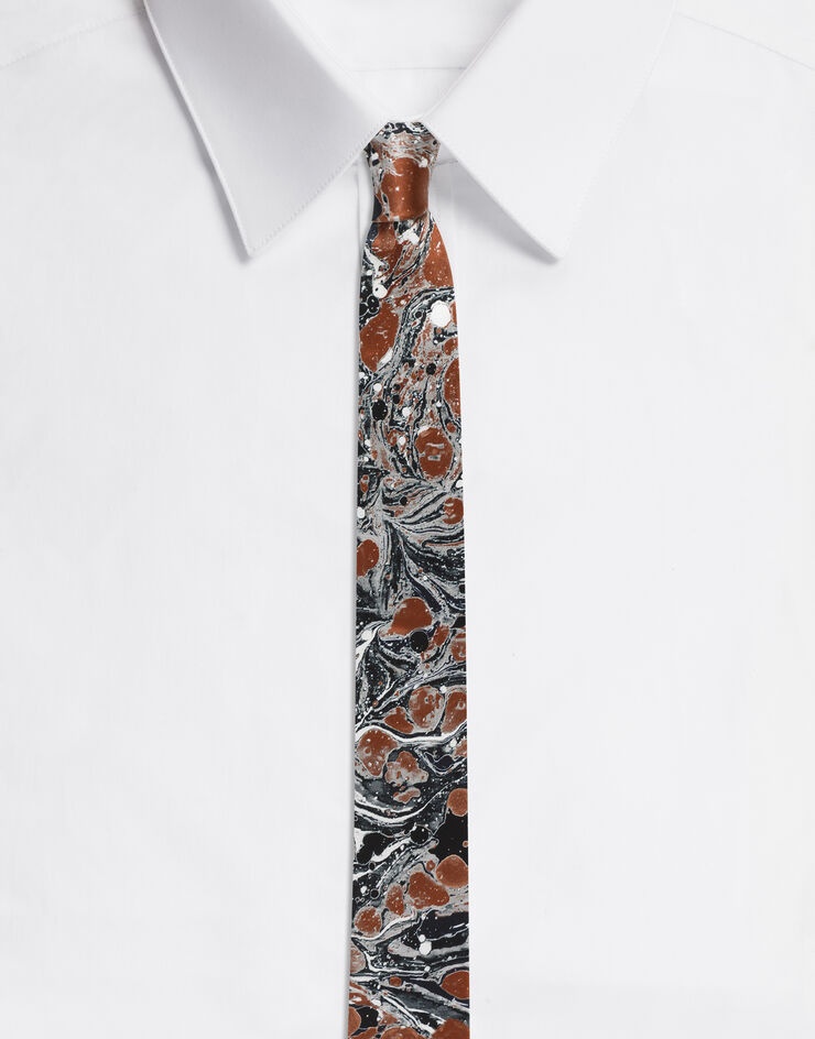 6-cm silk blade tie with marbled print - 1