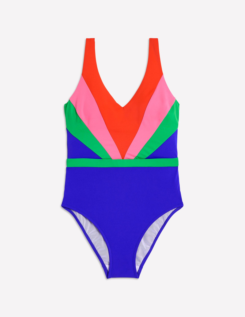 Syros V Neck Swimsuit-Multi Colourblock 6