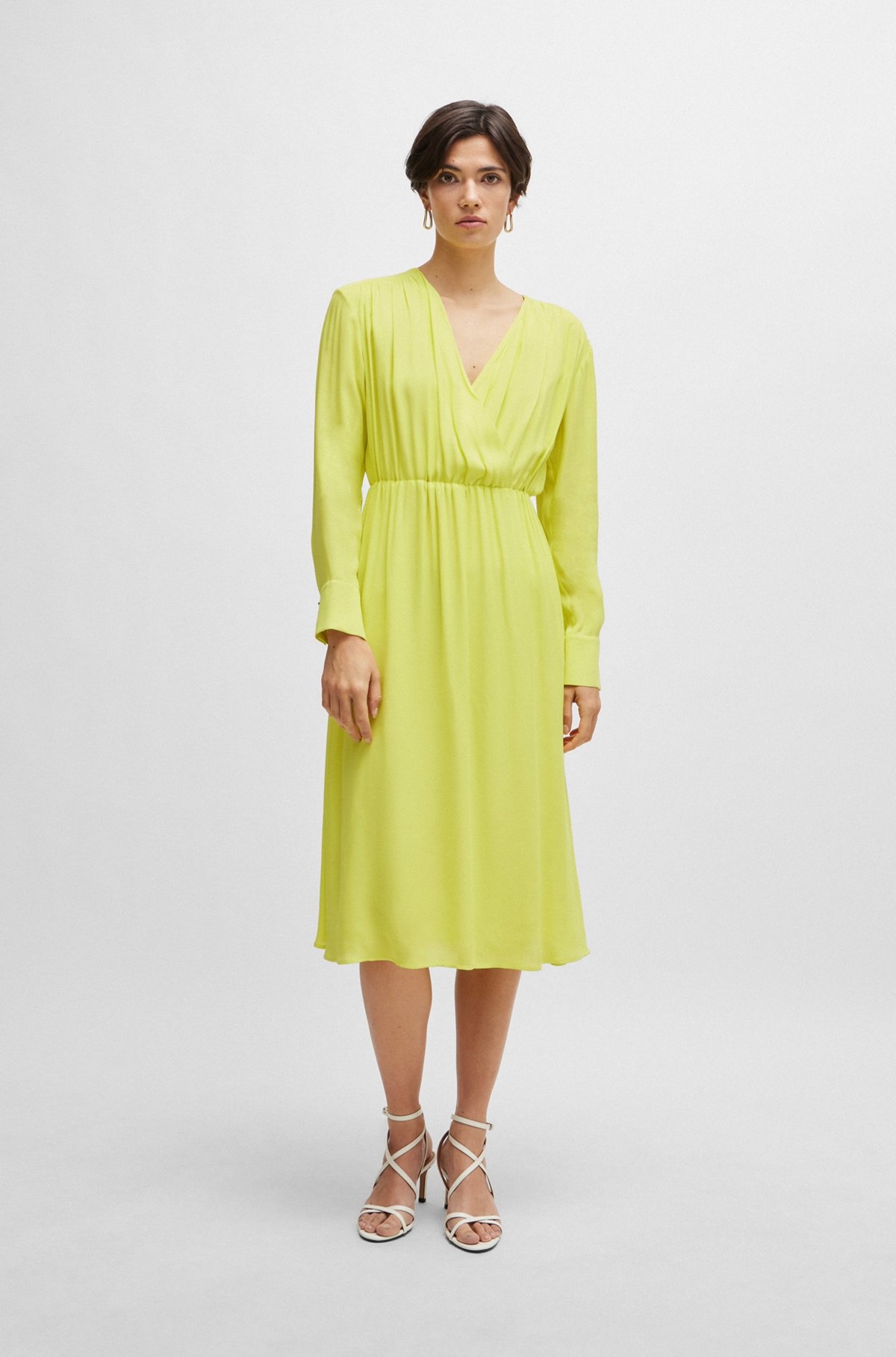 REGULAR-FIT DRESS WITH WRAP FRONT AND BUTTON CUFFS - 3