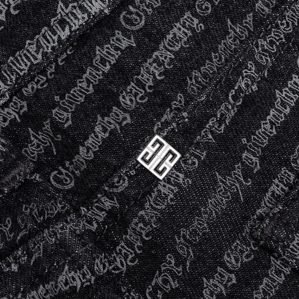 GIVENCHY SKINNY FIT TROUSERS W/ ALL OVER GIVENCHY - DARK GREY - 4