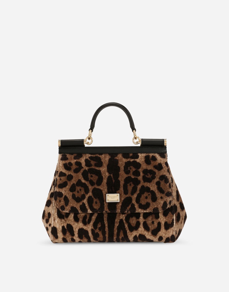 Medium Sicily bag in leopard-print terrycloth - 1