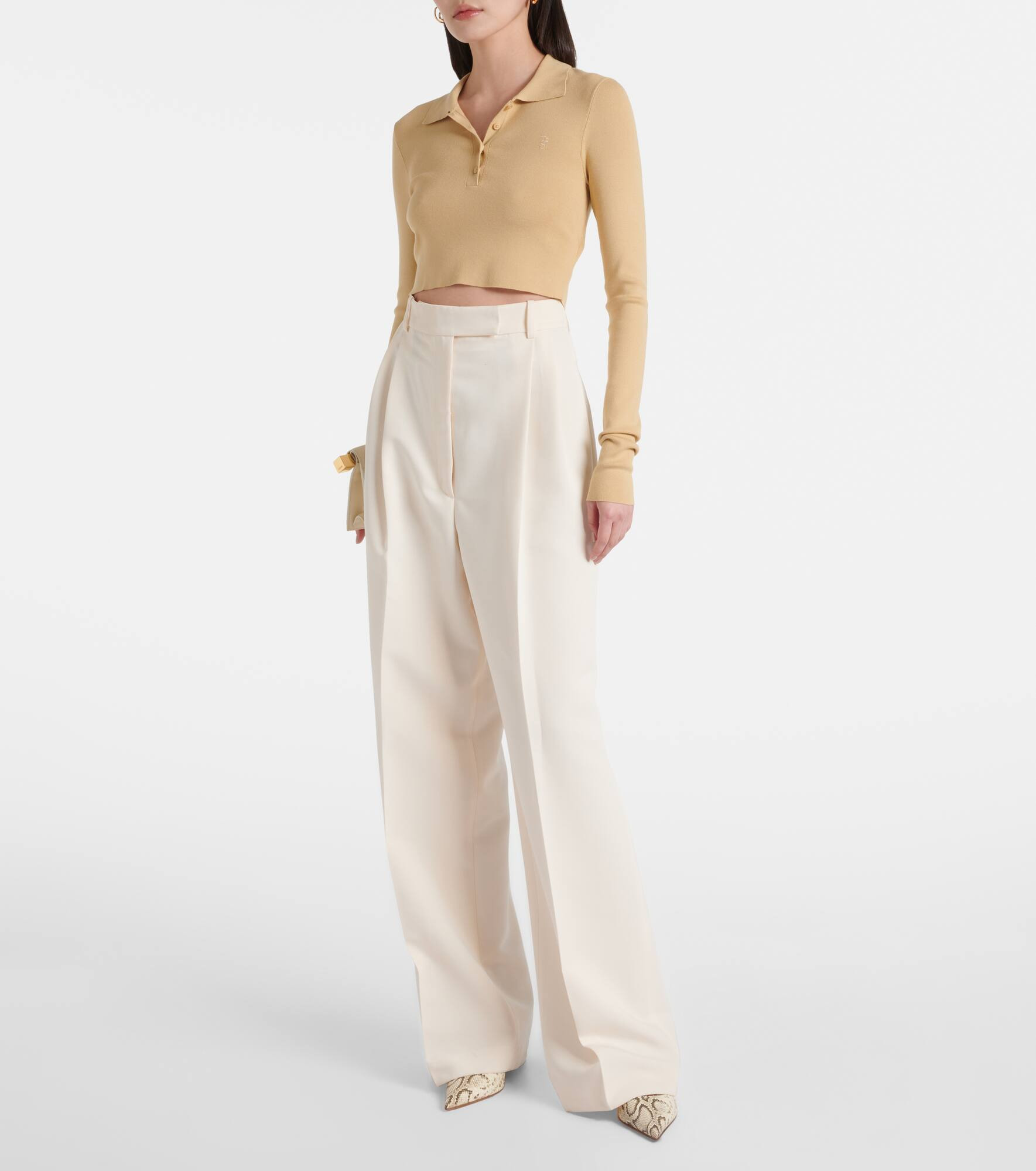 Giselle cropped polo sweater - 2