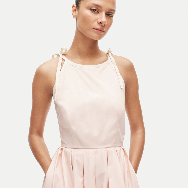 Pleated dress in cotton poplin with ties 3