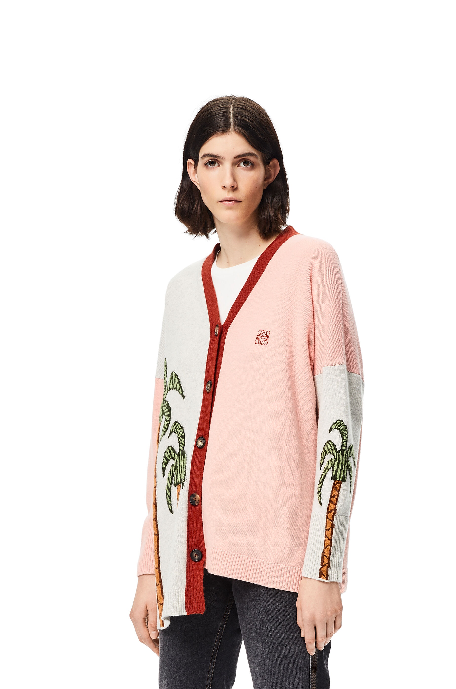 La Palme intarsia asymmetric cardigan in wool - 3