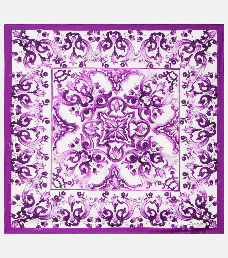 Majolica printed silk twill scarf 1