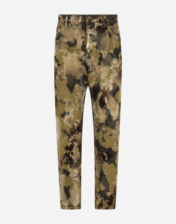 Loose flocked camouflage-print jeans - 3