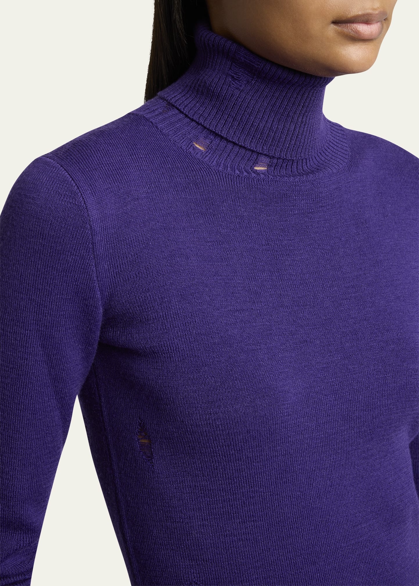 Distressed Turtleneck Pullover - 5