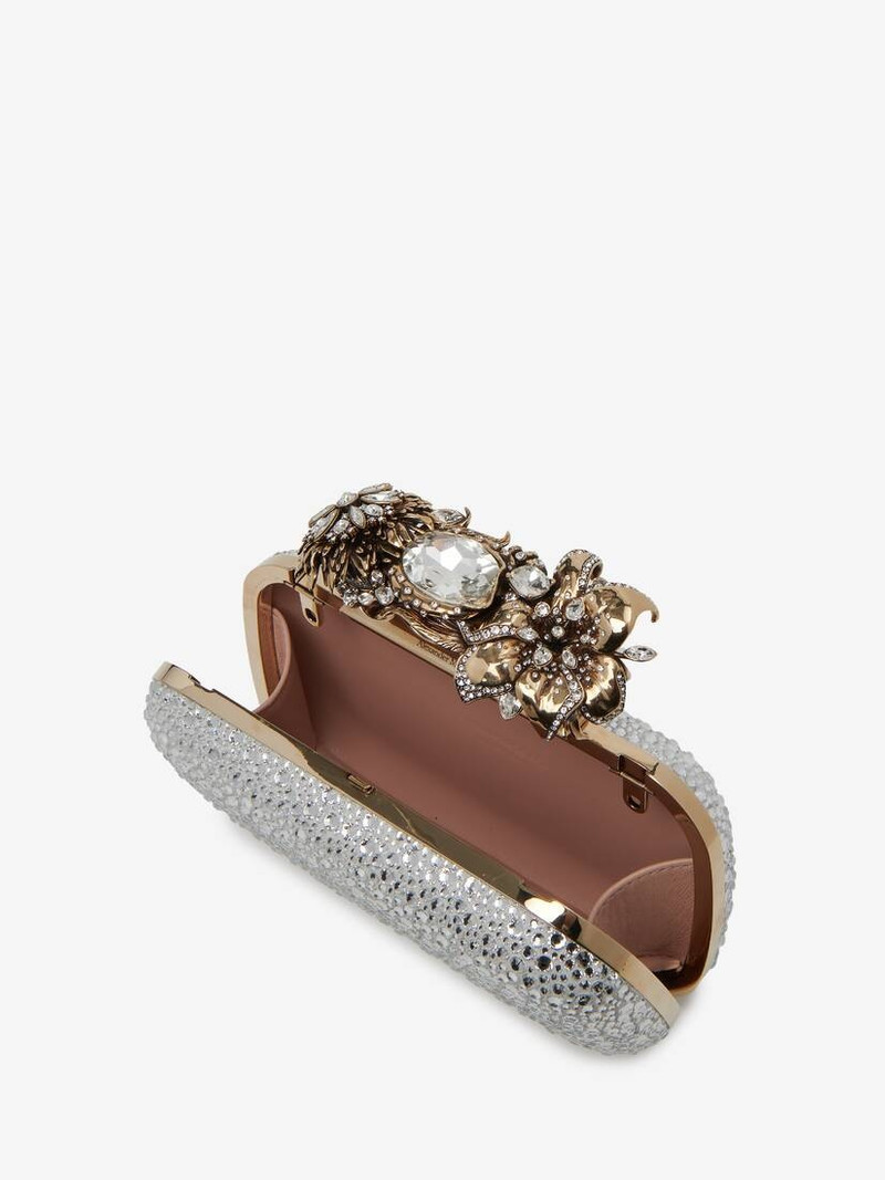 Women's Flower Knuckle Clutch in Silver 4