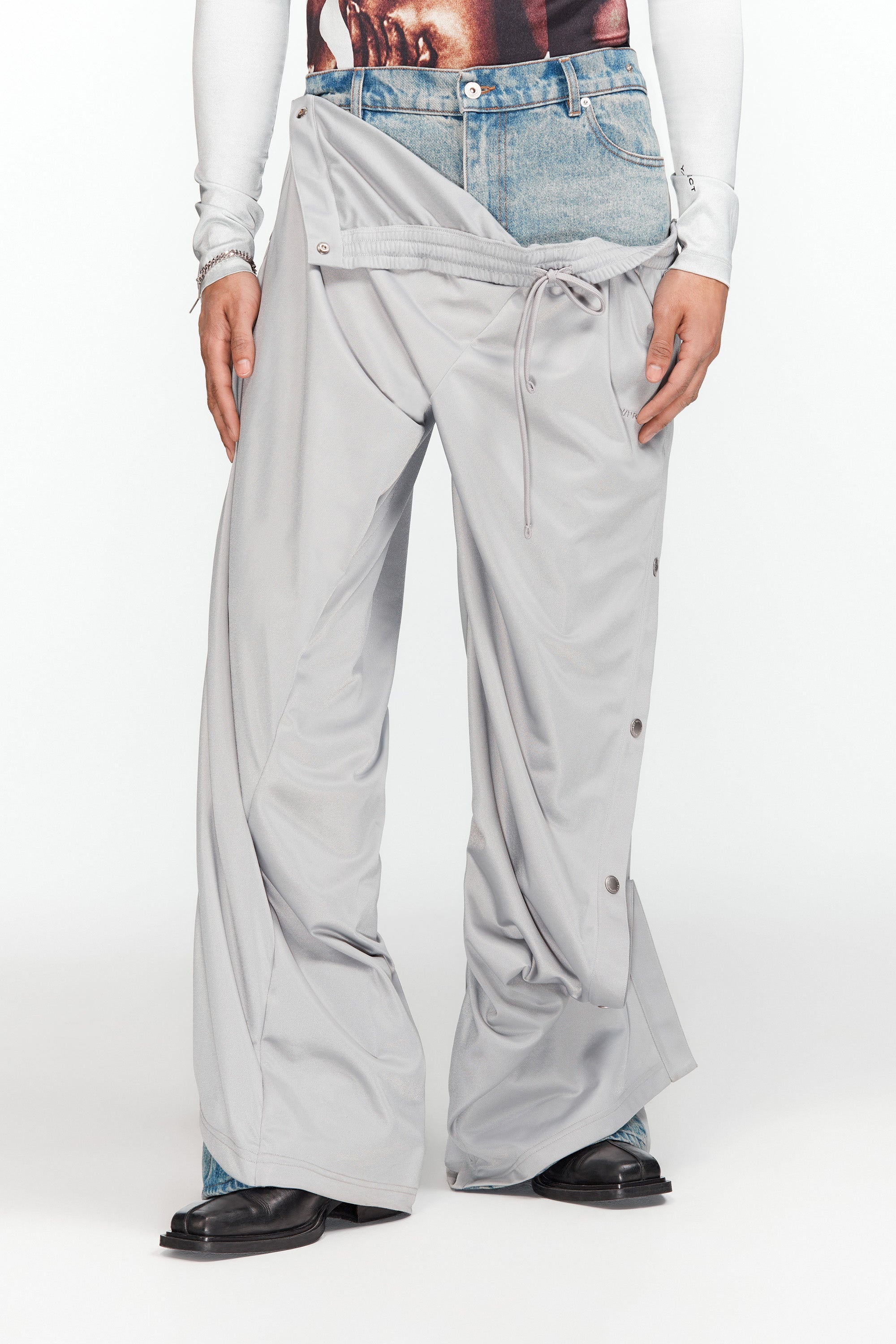 Snap Off Denim Track Pants - 2