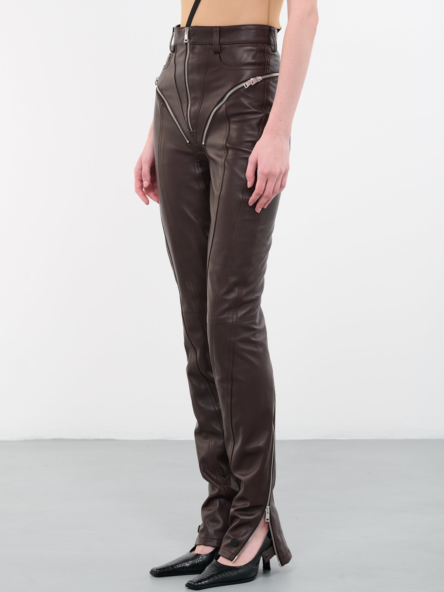 Zip Leather Pants - 2