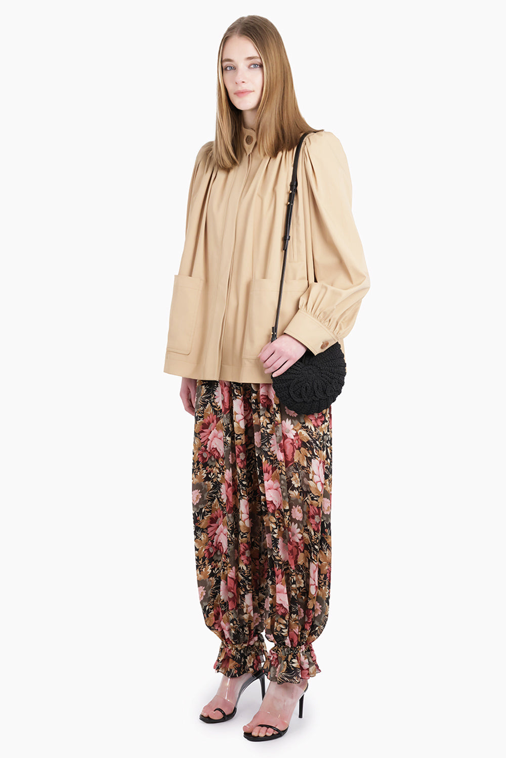 FLORAL PRINT CUFFED HEM PANT | BLACK/MULTI - 2