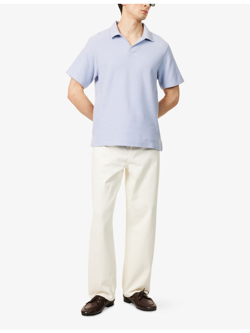 FRAME Jacquard short-sleeve cotton-jersey polo shirt outlook
