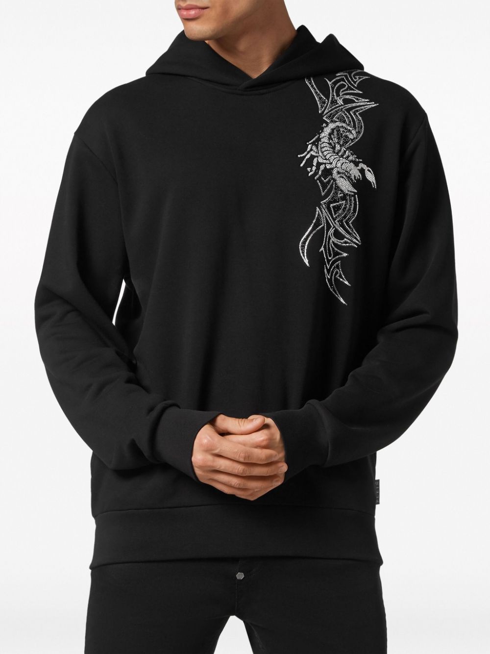 logo-print crystal-embellished hoodie - 2