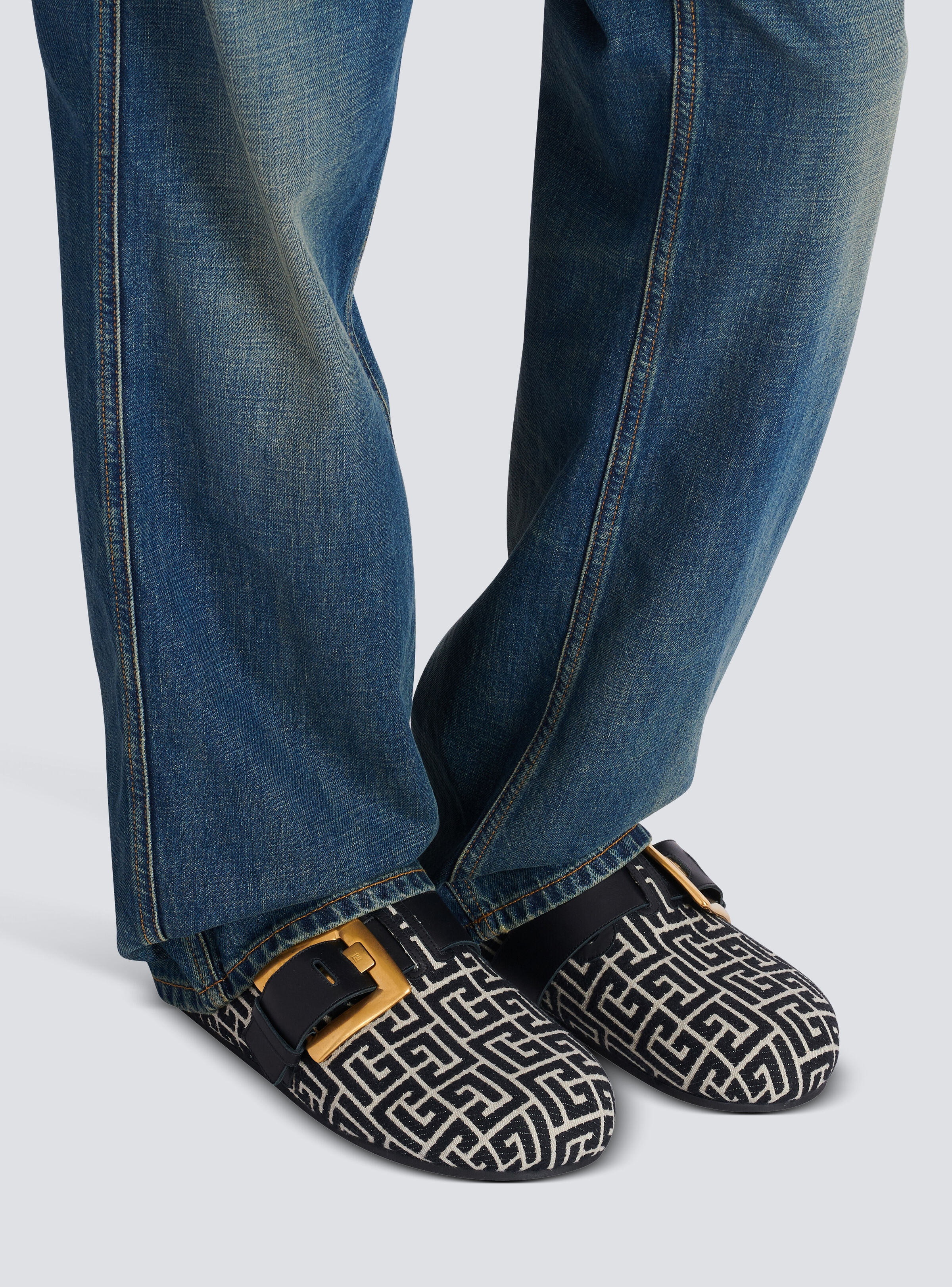 Anthem mules in jacquard canvas with PB monogram - 9