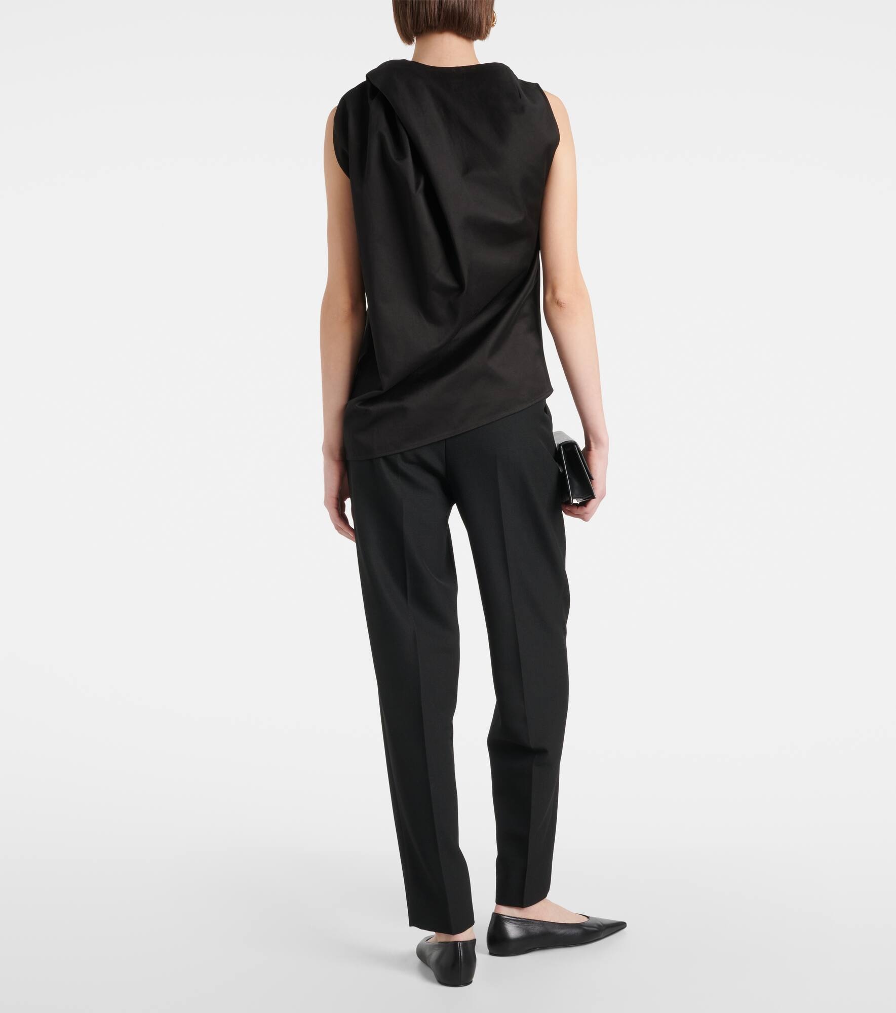 Draped cotton and linen top - 3