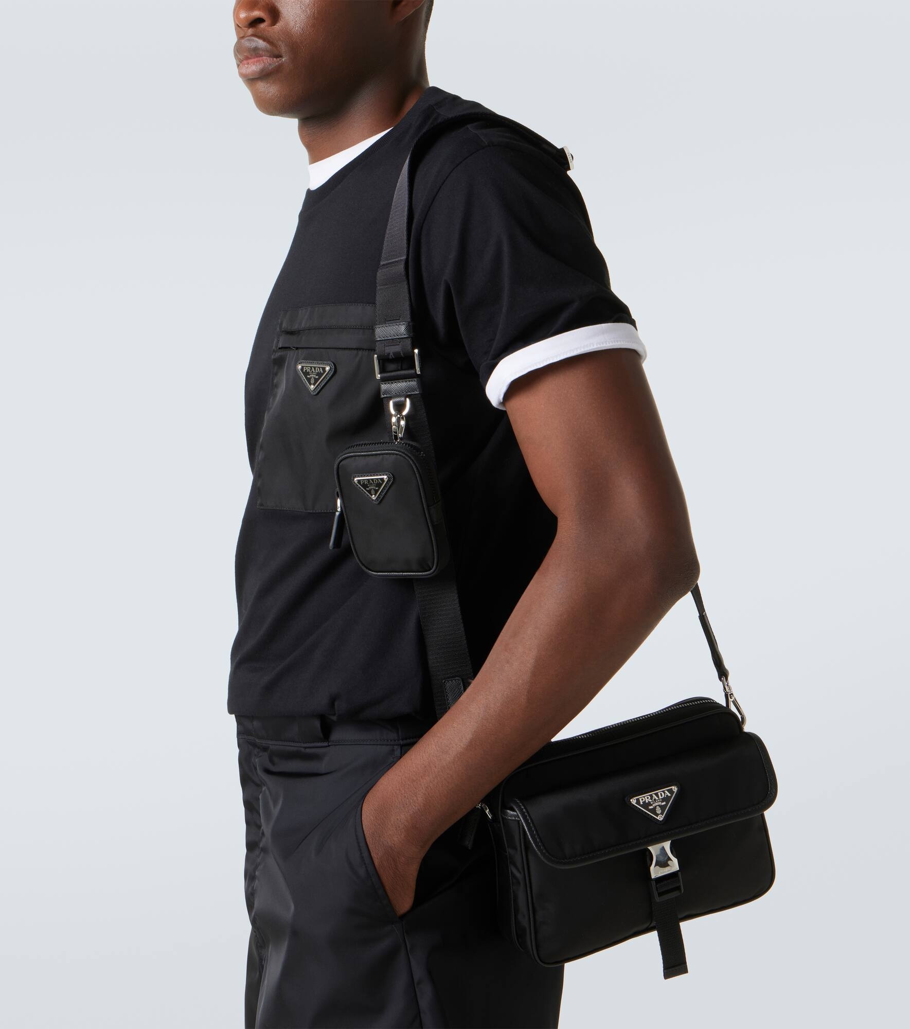 Re-Nylon leather-trimmed shoulder bag - 2