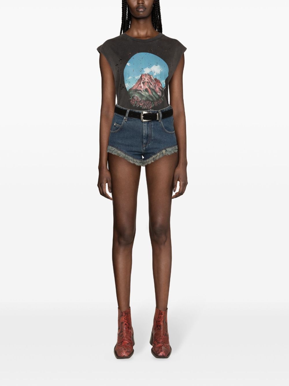 Eneidao frayed denim shorts - 2