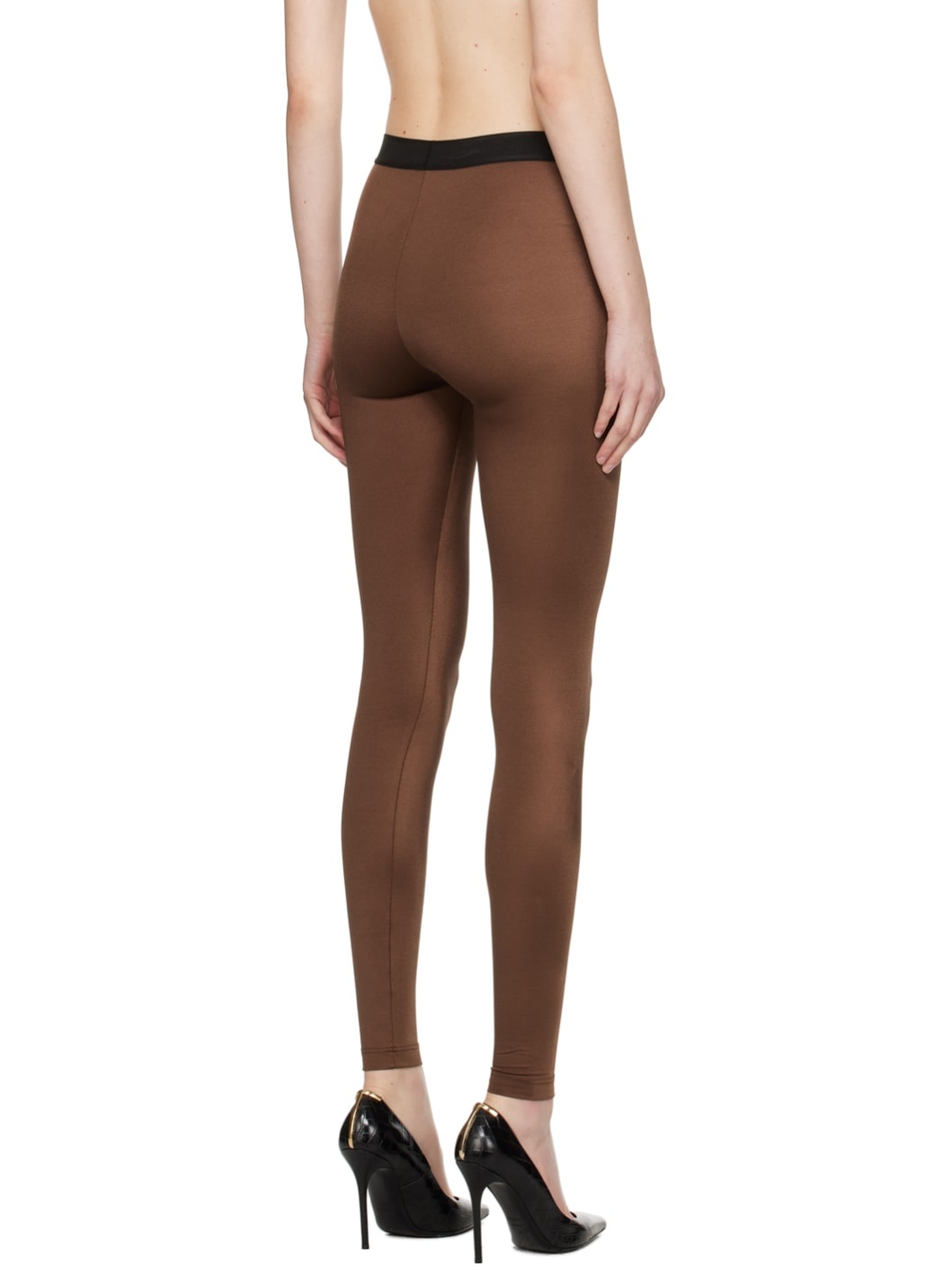 Brown Lustrous Leggings - 3