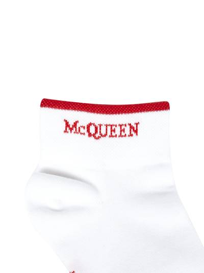 Alexander McQueen White ankle socks in cotton blend with red McQueen logo inlaid on the sides. outlook