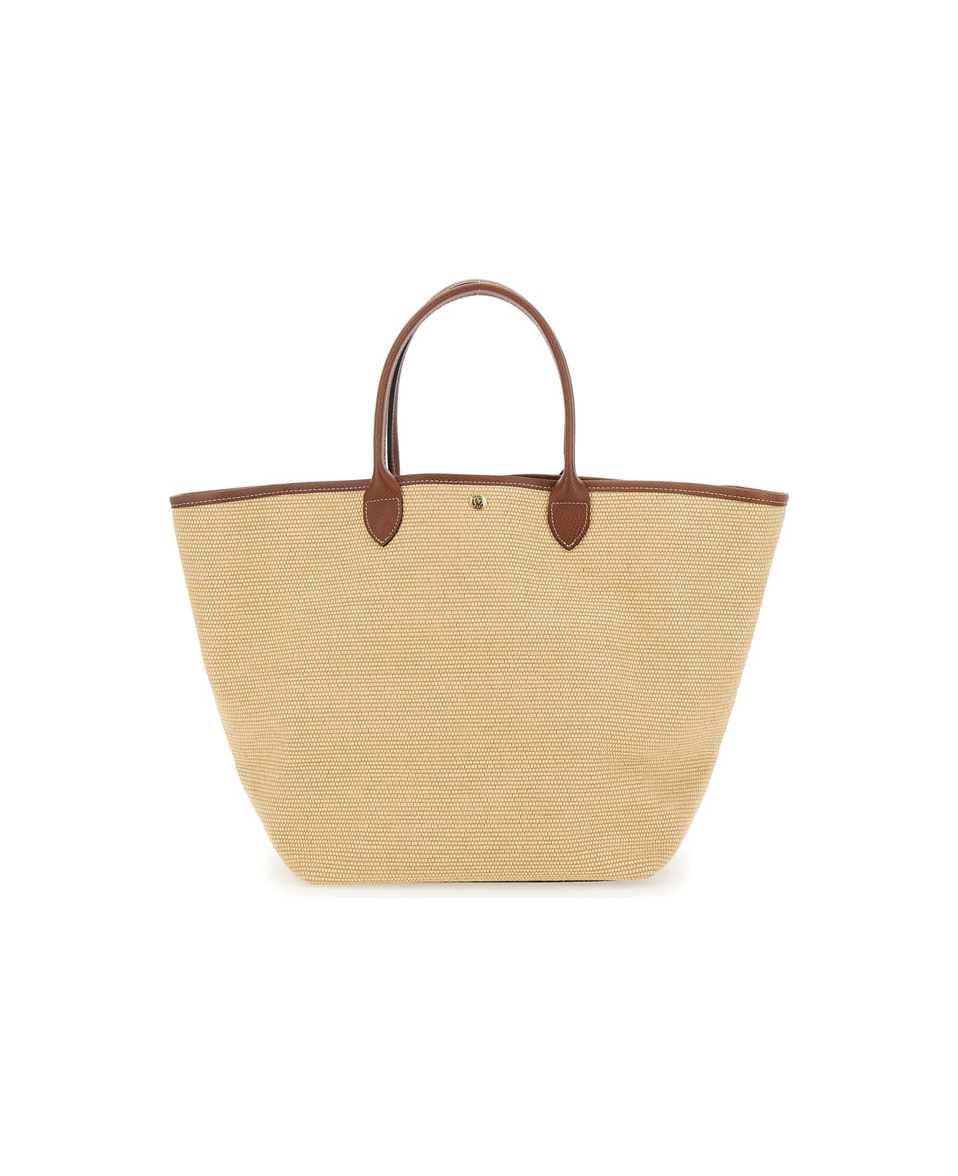 'le Panier Pliage L' Brown Handbag With Logo Embossed On The Front In Mixed Fabric And Leather Woman - 2