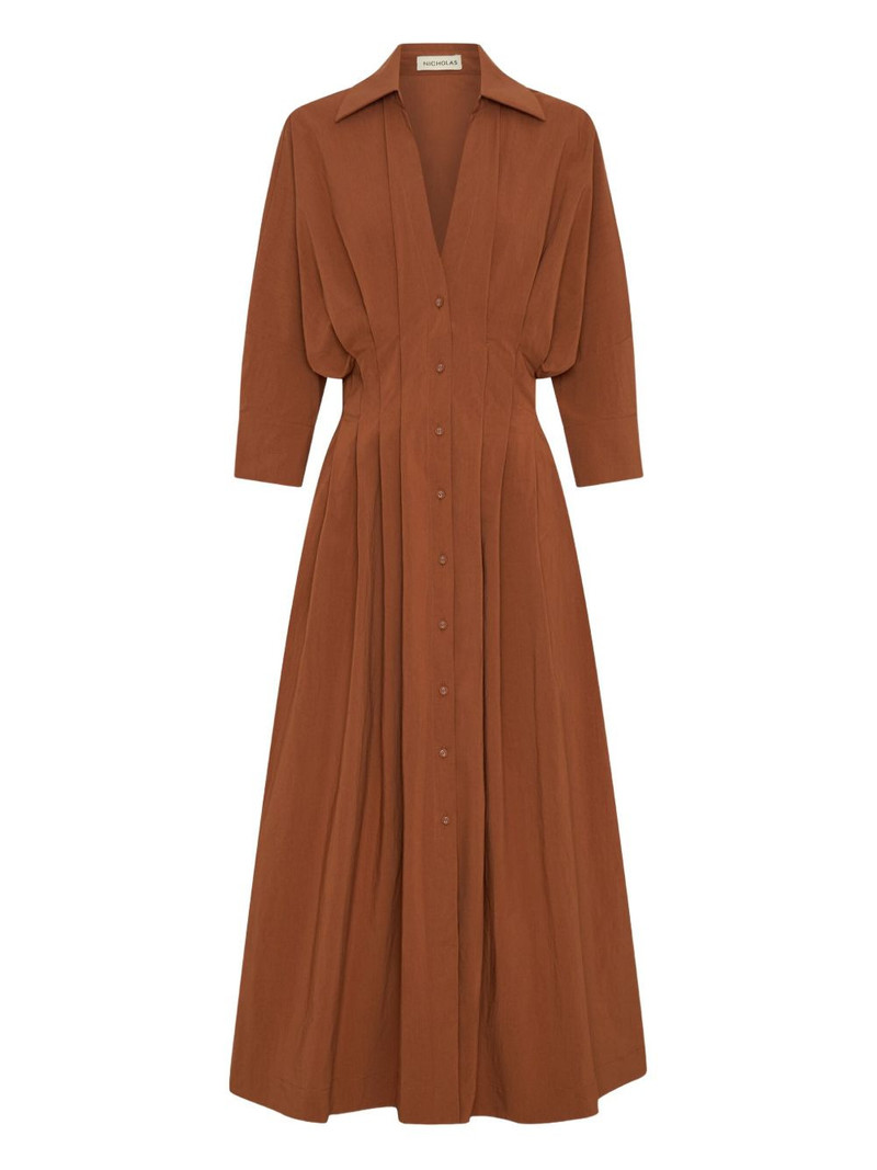 Lanae pleated button-front midi dress 1