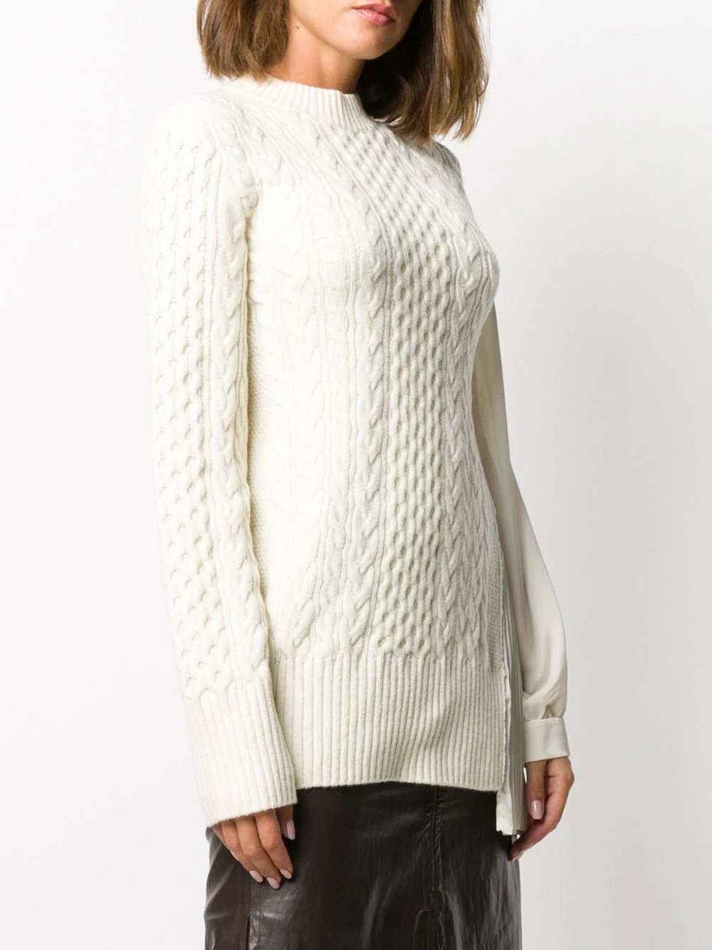 chunky cable knit jumper shirt - 3