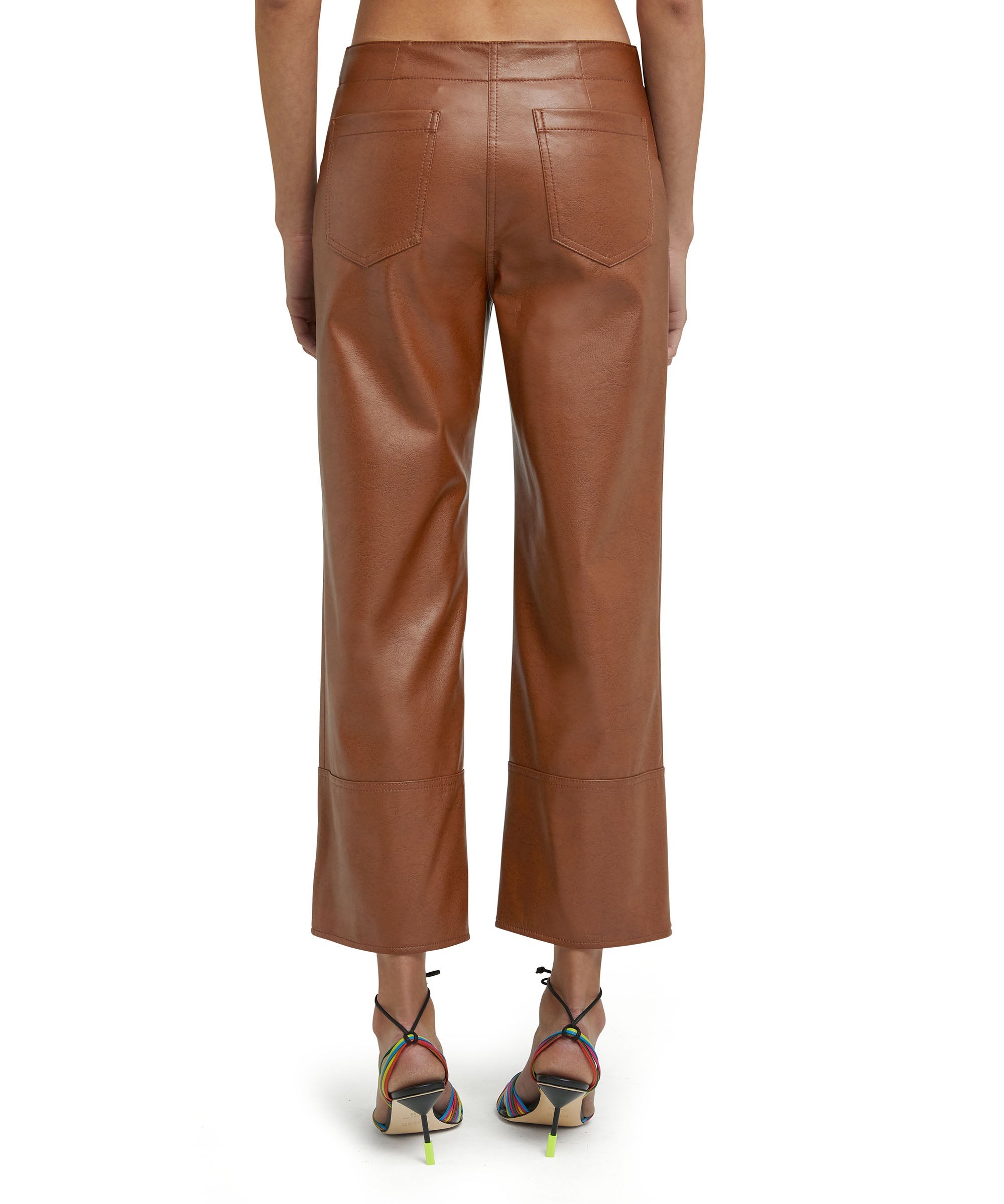 Faux leather boot-cut pants with straight legs - 4