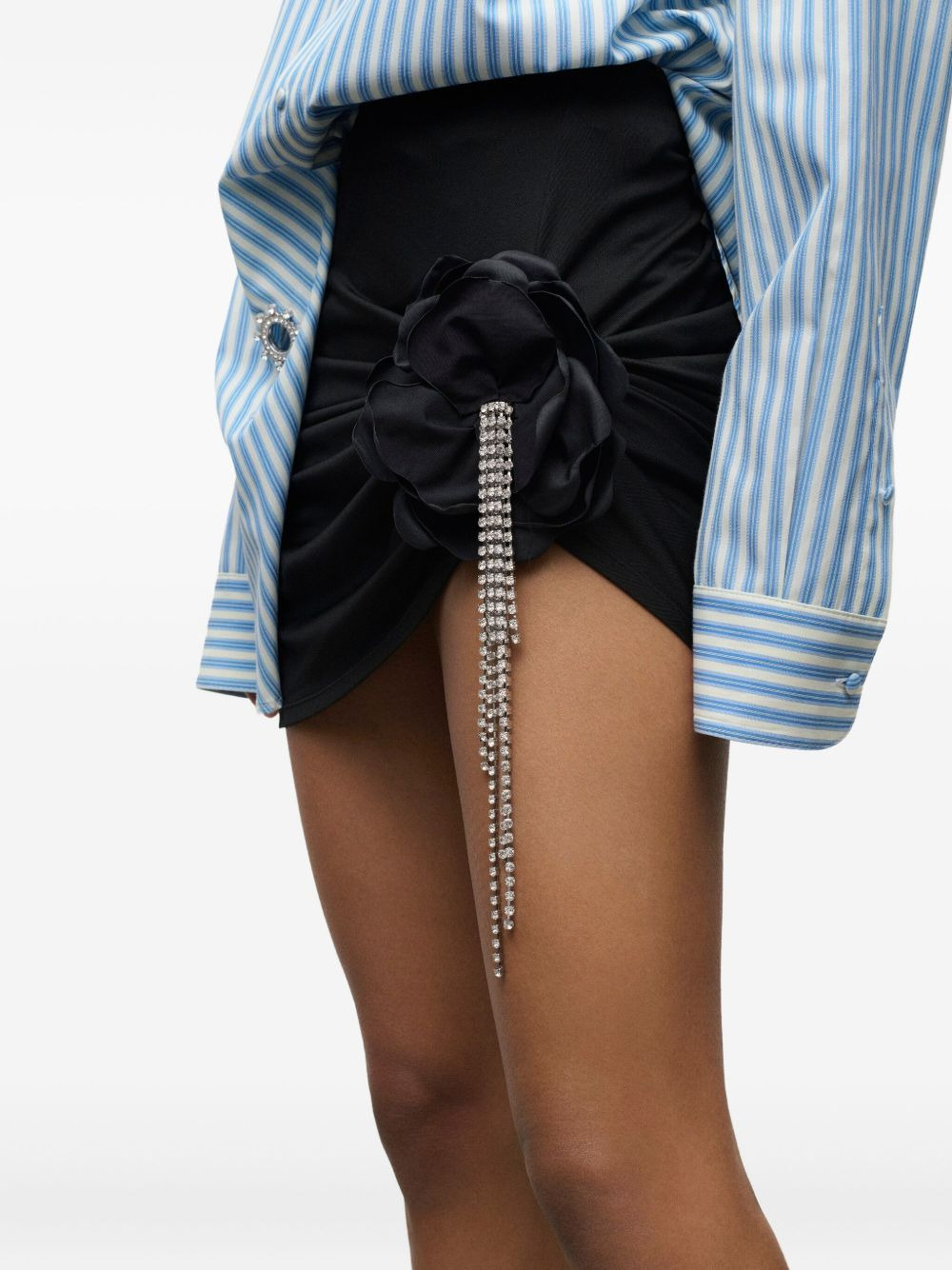 crystal-embellished draped mini skirt - 4