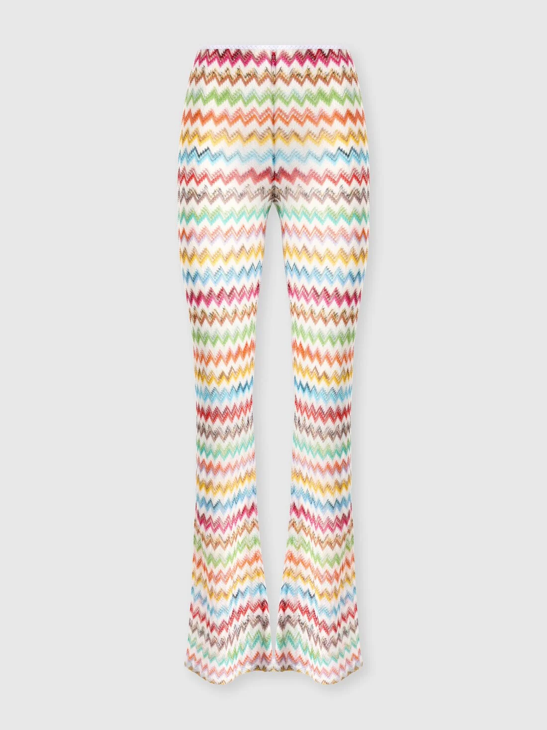 Flared pants in lamé viscose with micro zigzag pattern - 1