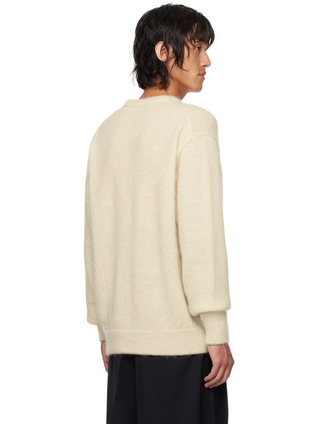 Off-White Mohair Glitter Knit Sweater - 3