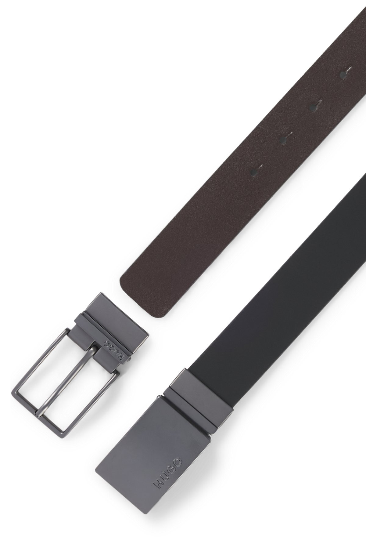 REVERSIBLE ITALIAN-LEATHER BELT WITH TWO BUCKLES - 3