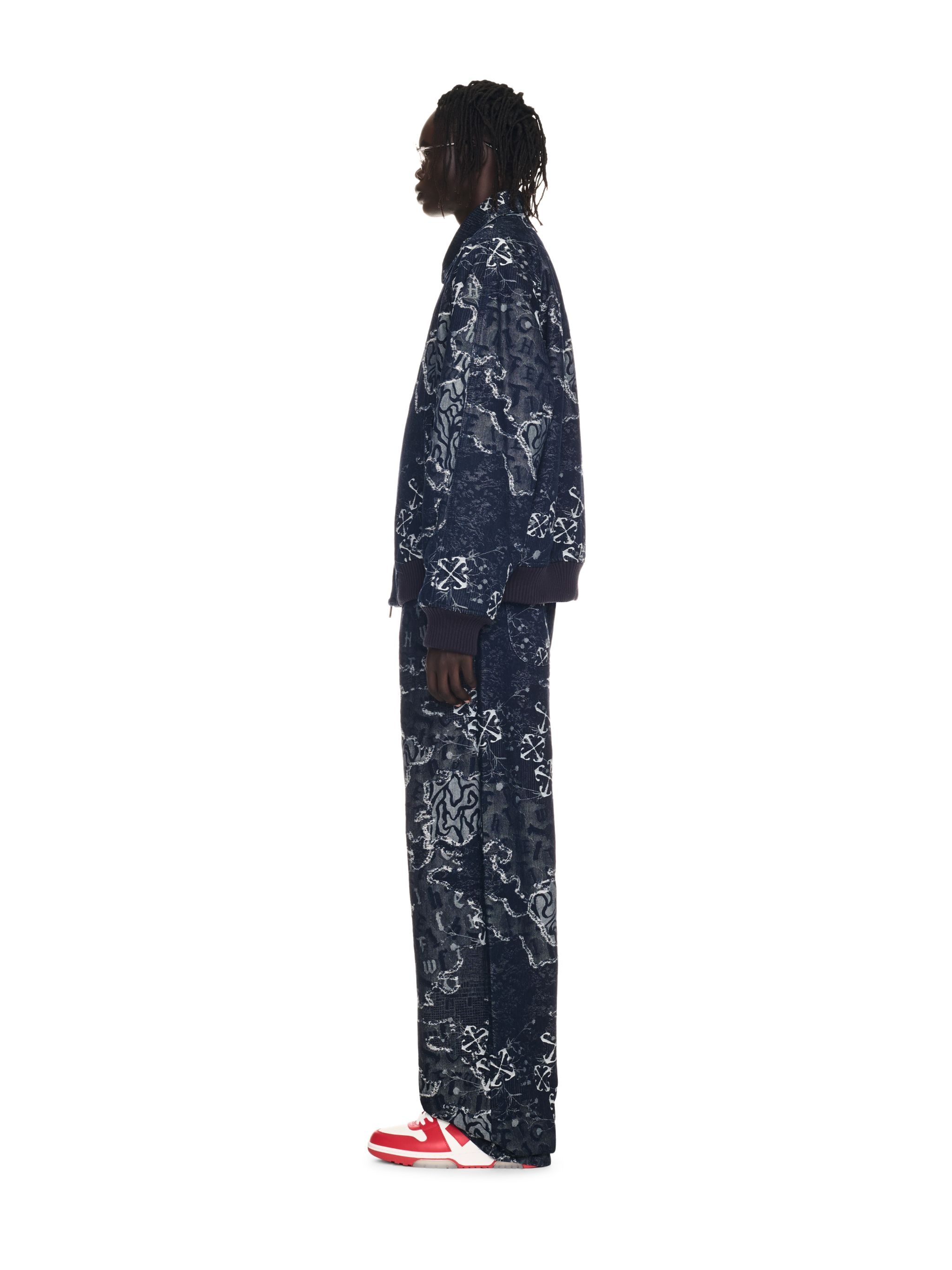 Blue Camo Jacquard Straight Jeans - 3