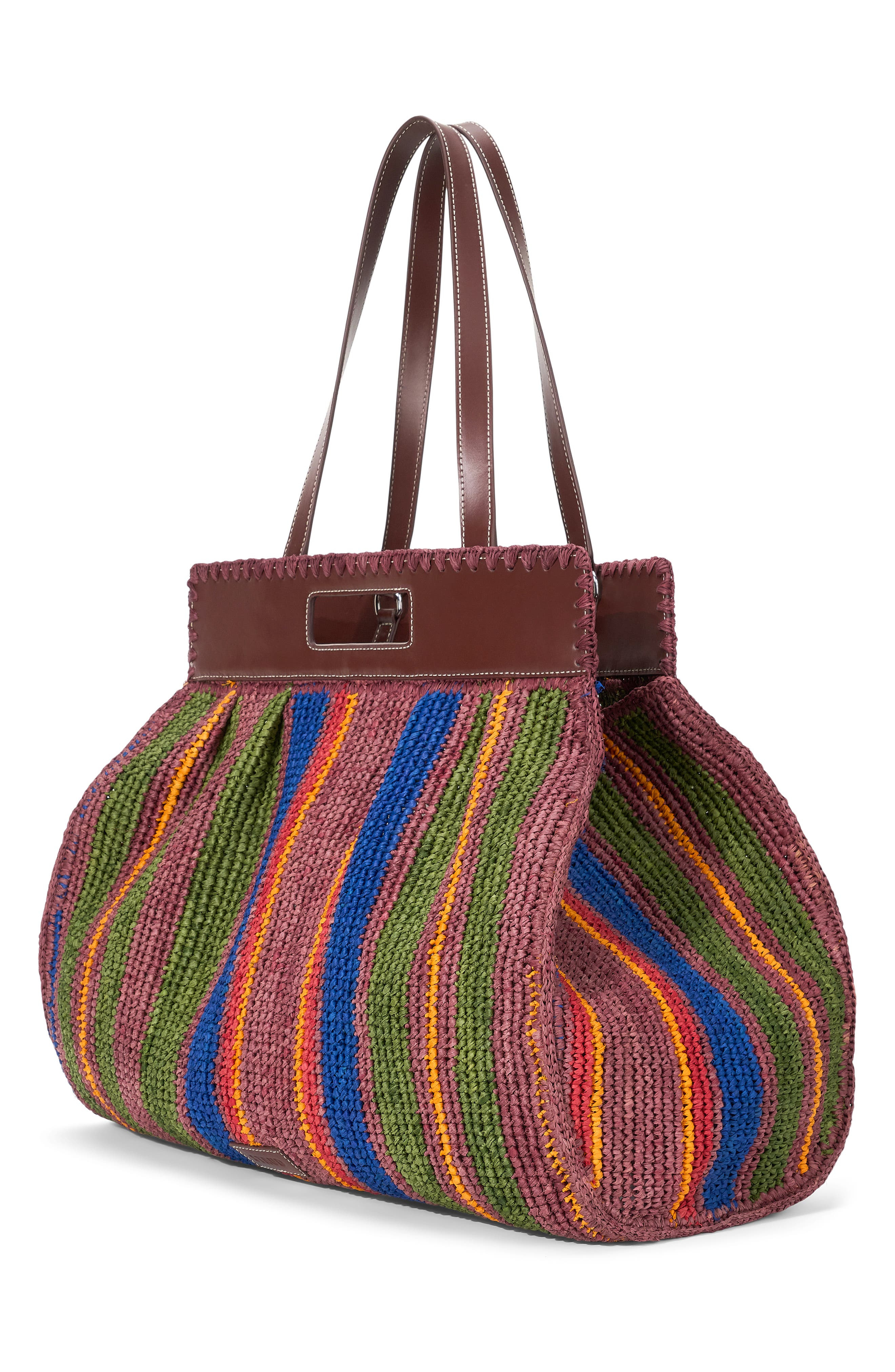 STAUD Rue Raffia Tote Bag in Jungle Stripe Raffia at Nordstrom - 6