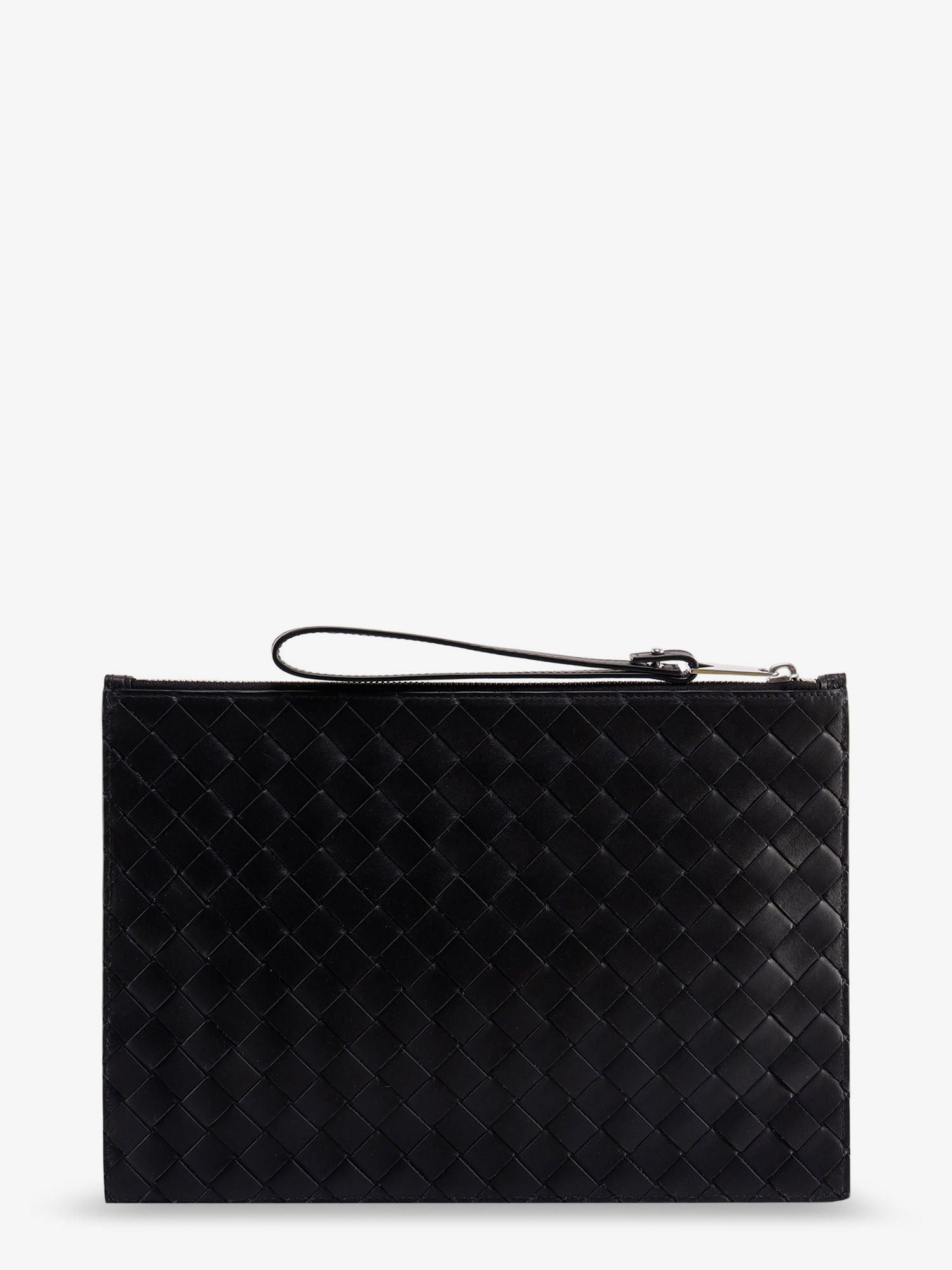Bottega Veneta Men Leather Clutch With Intrecciato Motif - 3
