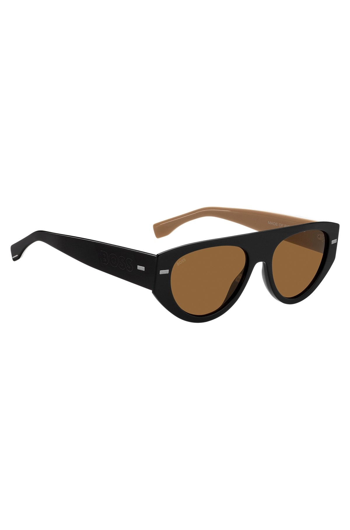 BLACK BIO-ACETATE SUNGLASSES WITH LASERED-LOGO TEMPLES - 4