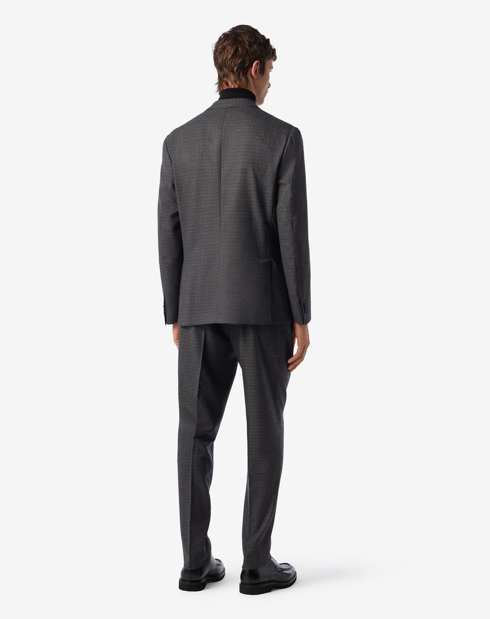 Grey wool suit with micro-pattern - 4