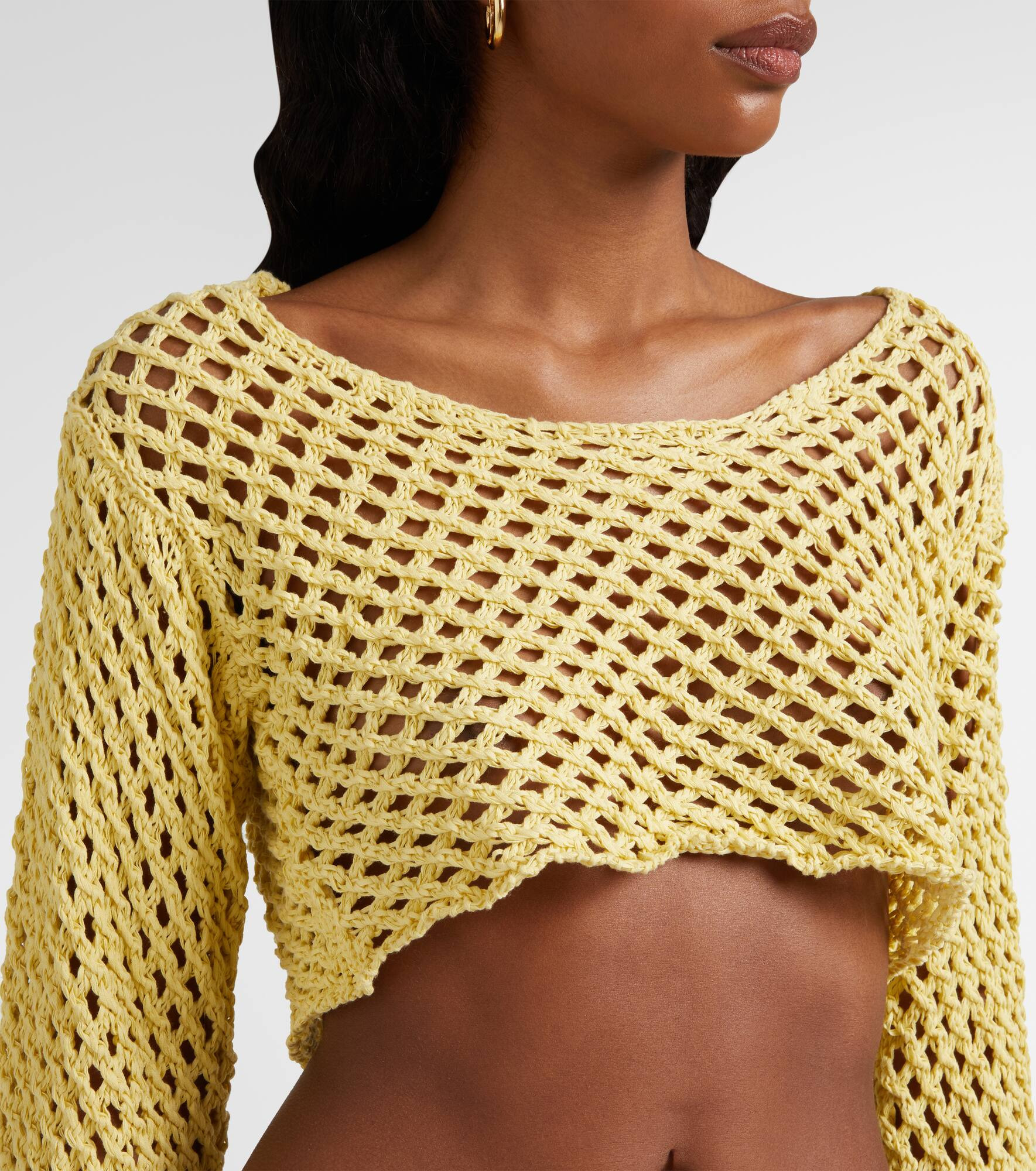 Magen crochet cotton-blend crop top - 4