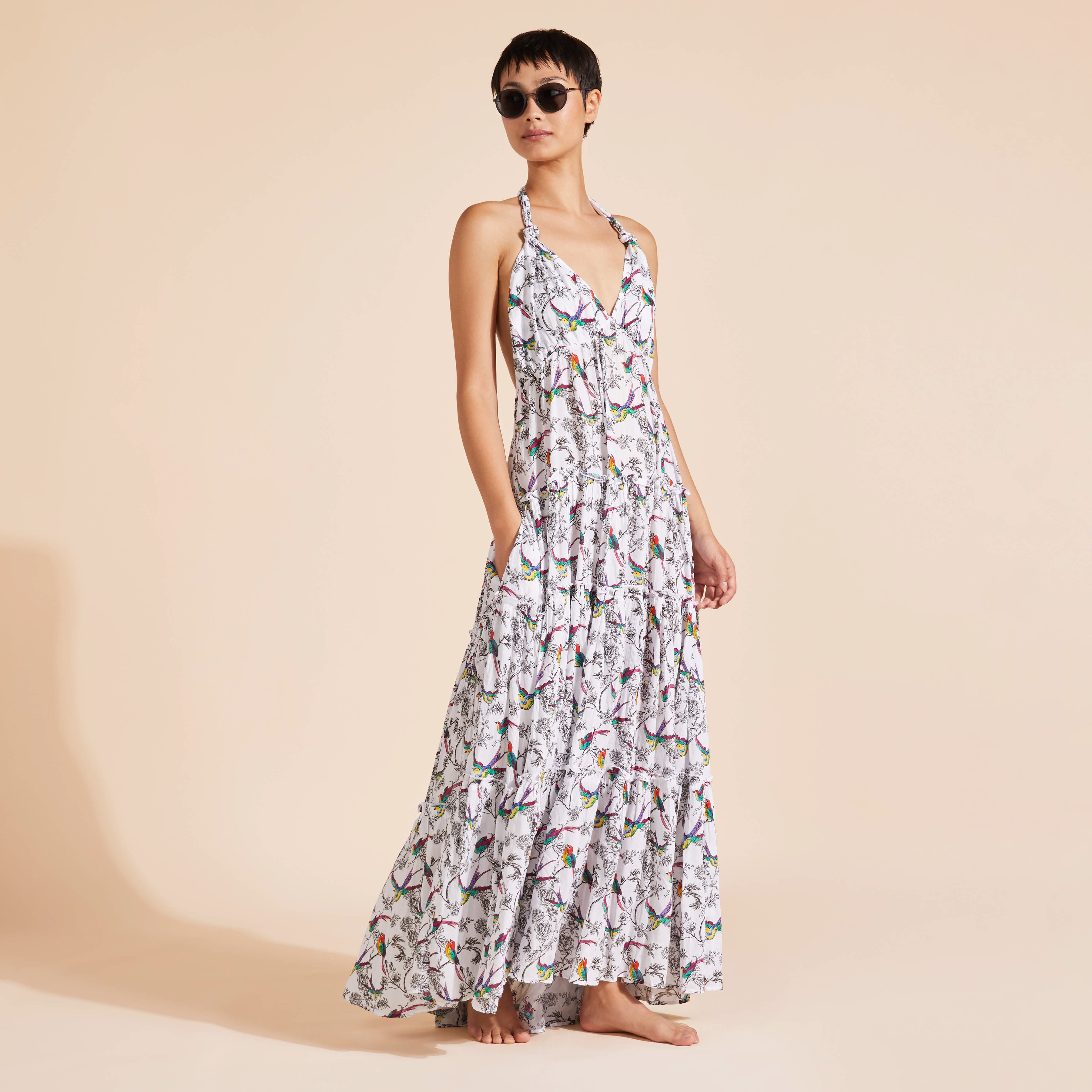 Women Maxi Sundress Rainbow Birds - 5