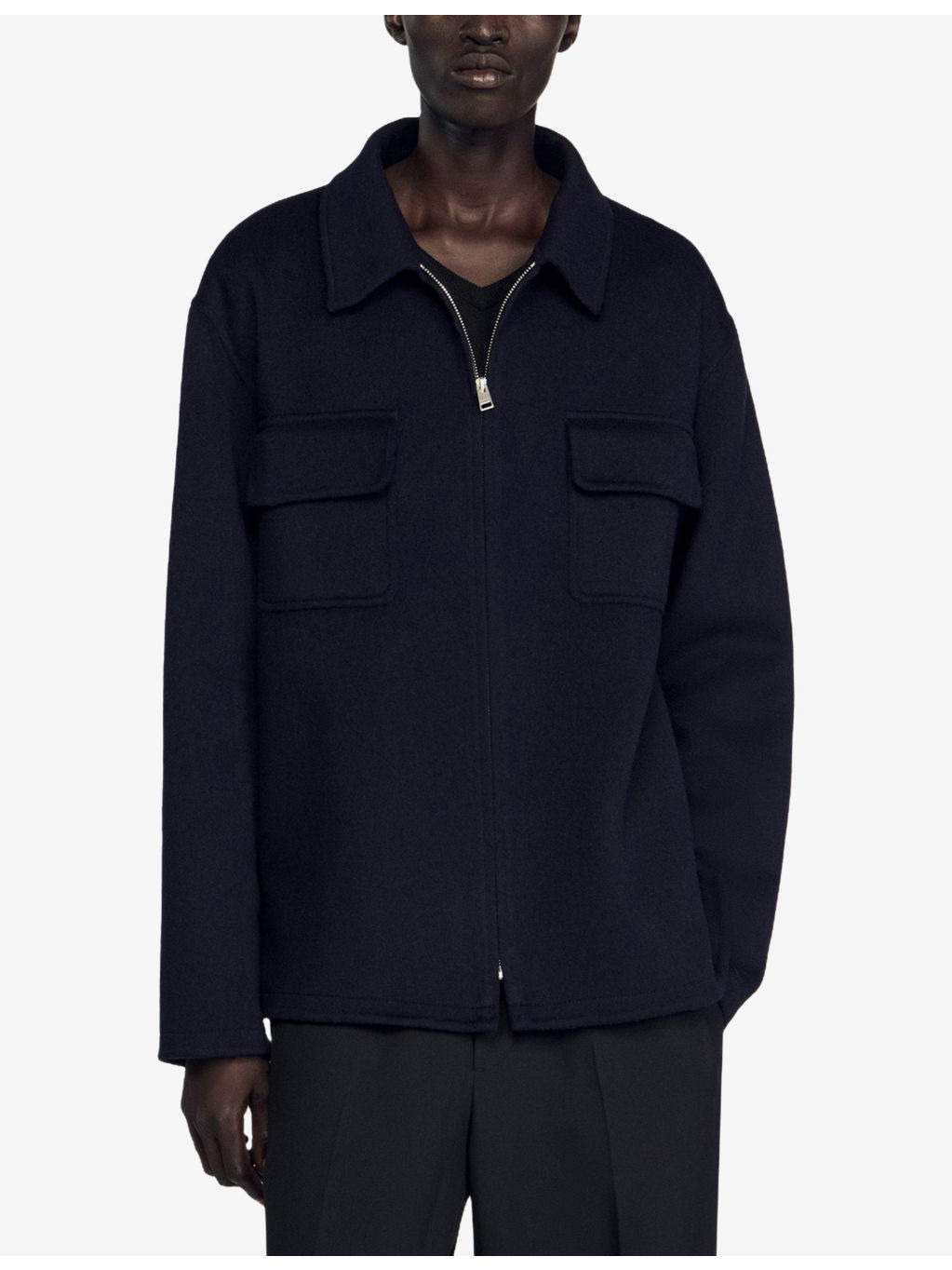 Chest-pocket zip-fastened wool-blend jacket - 3