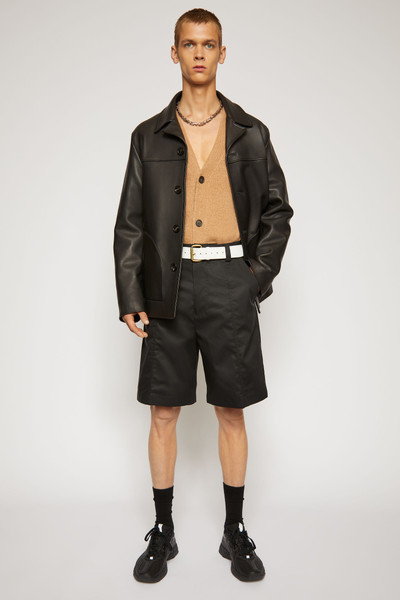 Acne Studios Wide-leg cotton shorts black outlook