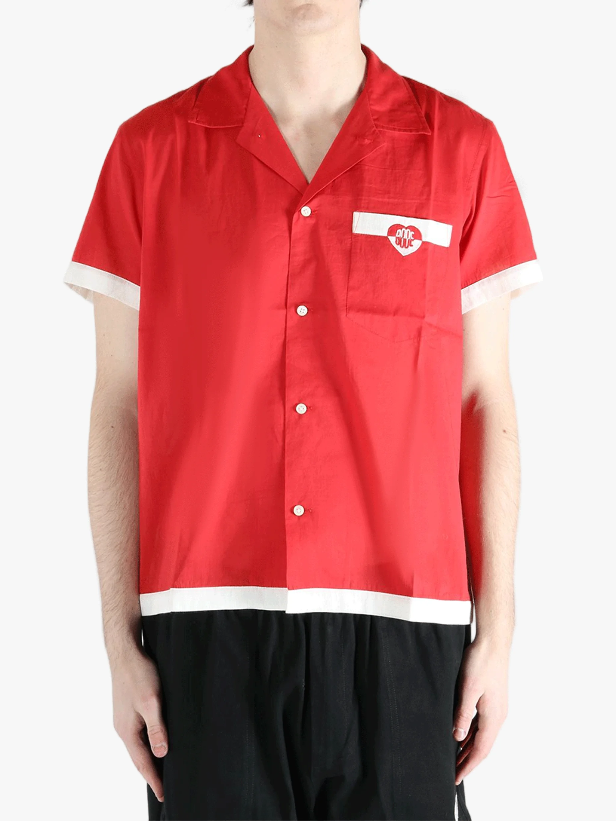 BODE - Men Heart Deco Short Sleeve Shirt - 1