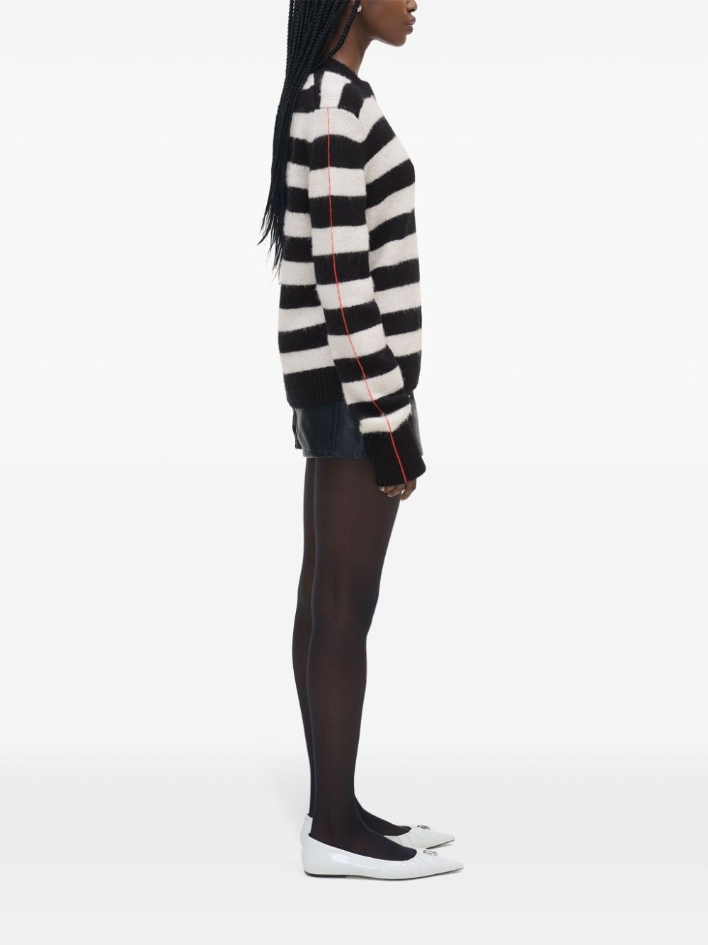 logo-embroidered striped jumper - 4