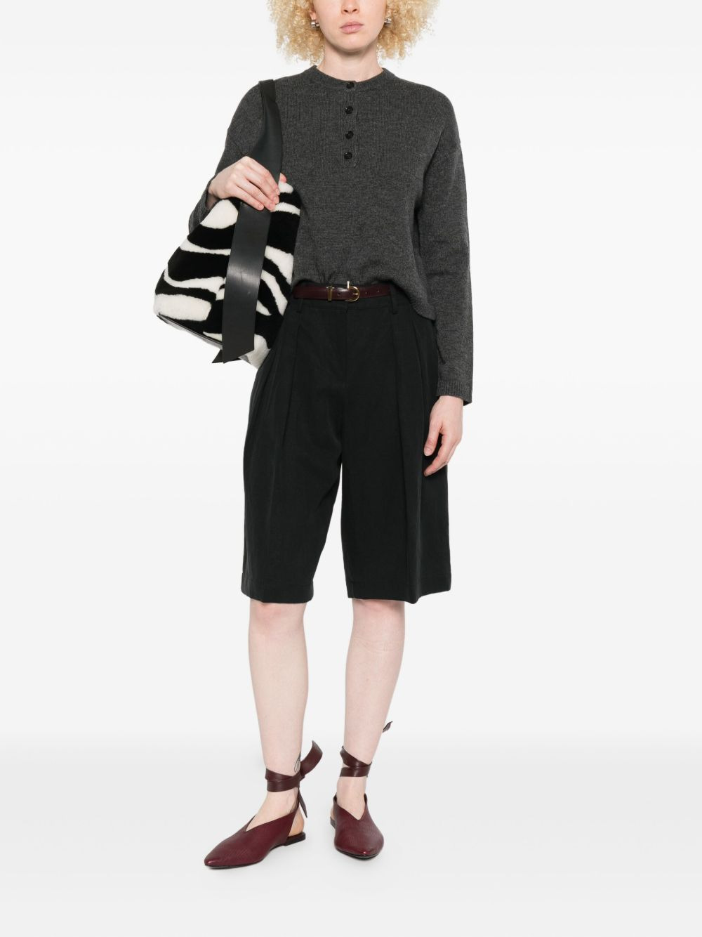 button-placket sweater - 2