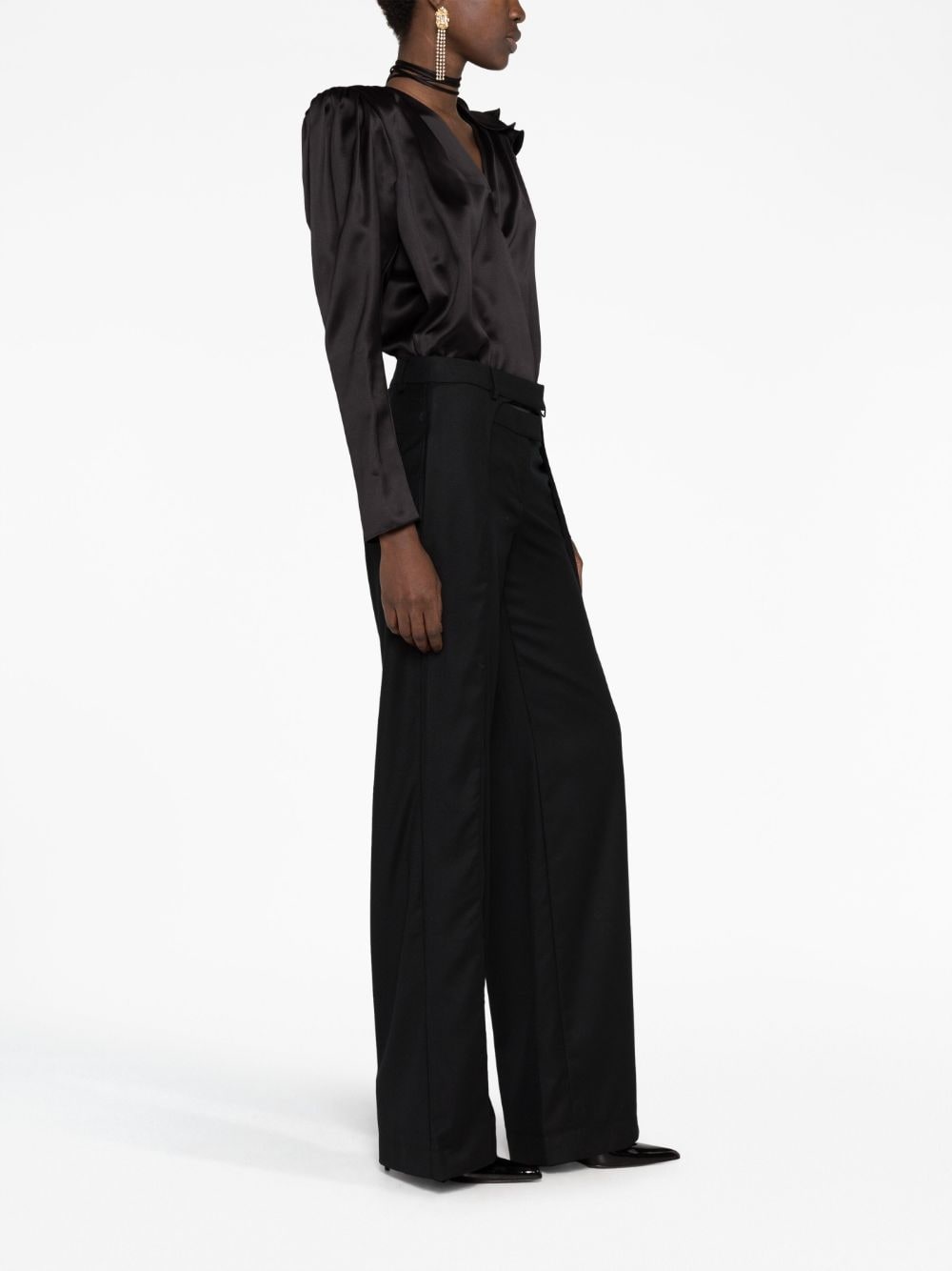detachable floral-appliqué silk blouse - 6