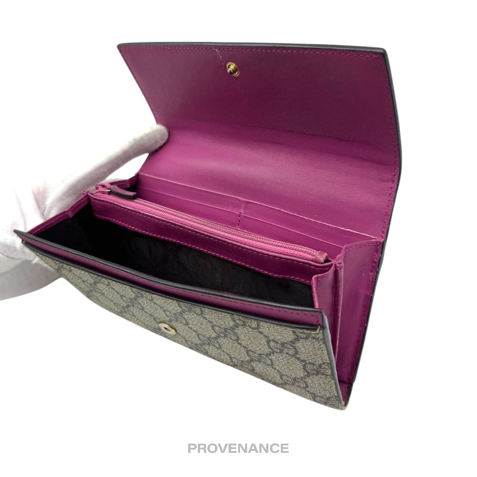 Gucci Snap Long Wallet - GG Supreme Red Pink - 9