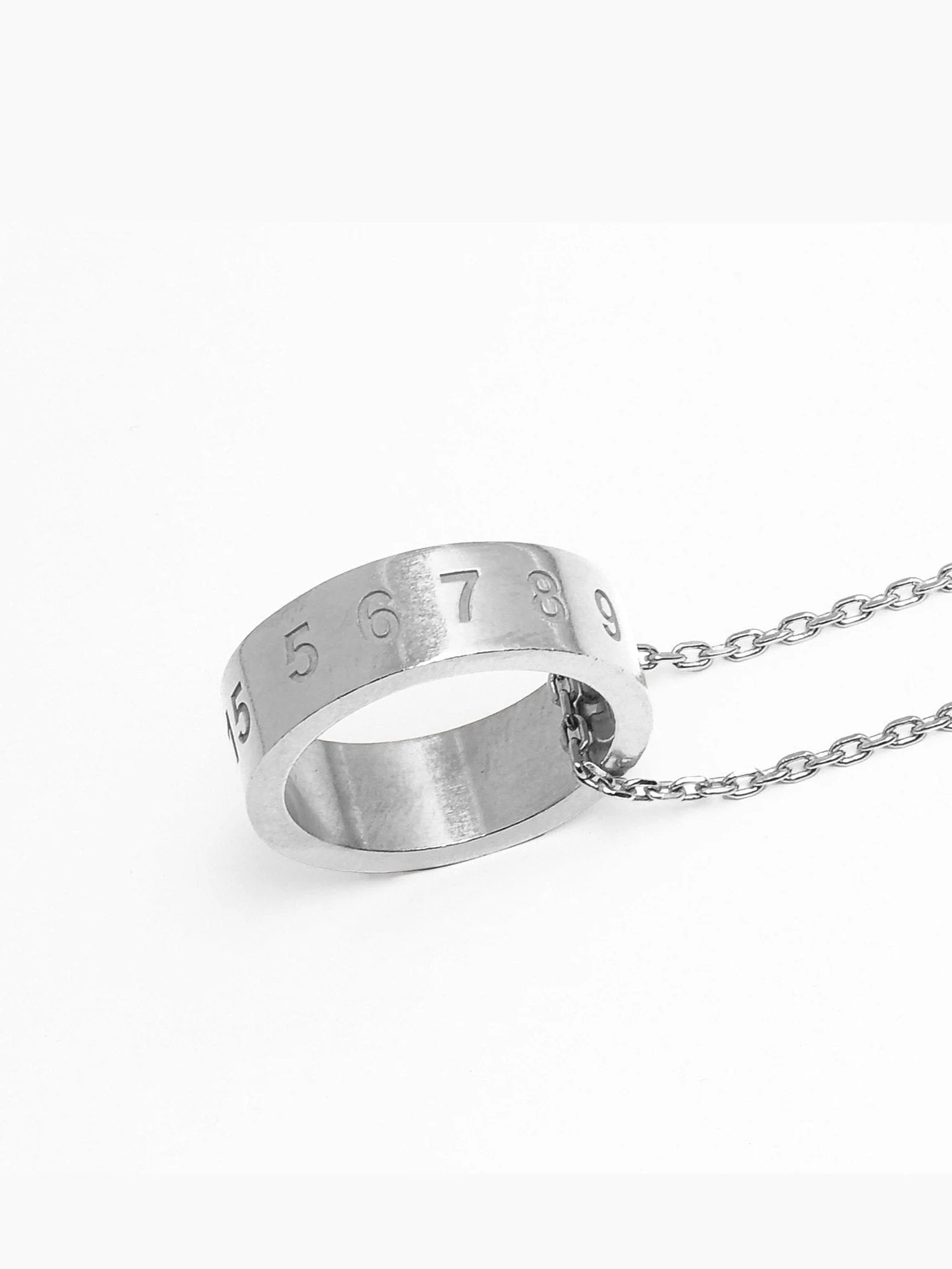Numerical Ring Necklace in Silver - 1