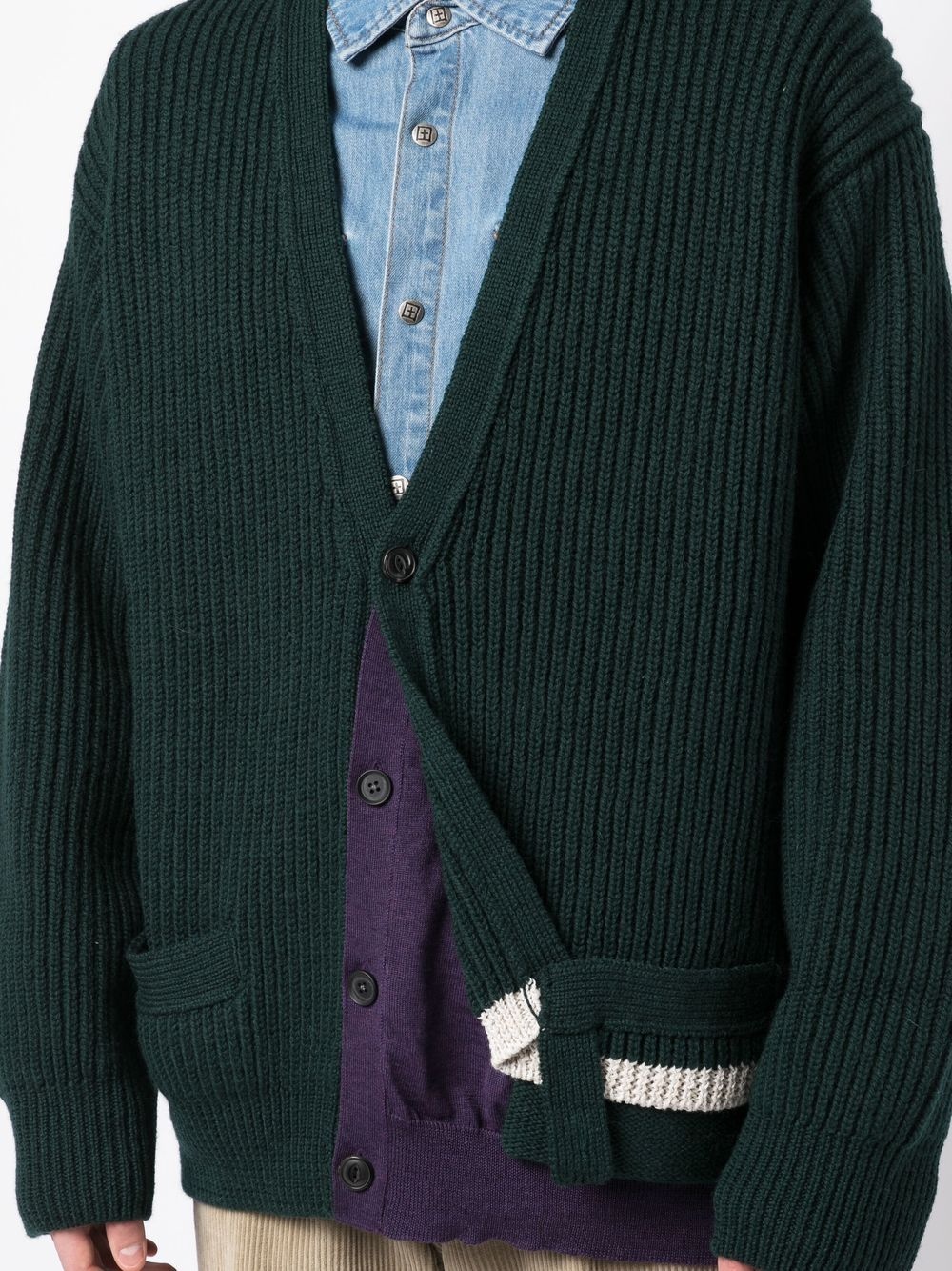 ribbed-knit wool cardigan - 5