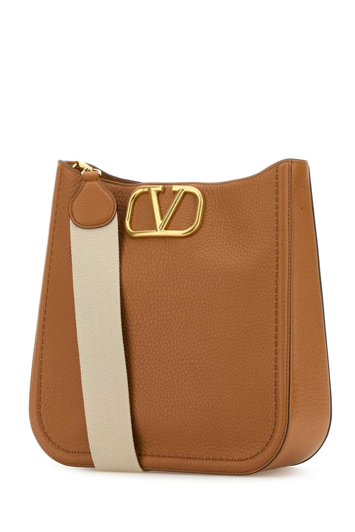 Valentino Garavani Women Camel Leather Alltime Shoulder Bag - 2