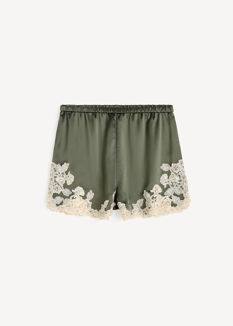 By Malene Birger Eri Satin Shorts - Deep Lichen Green 1