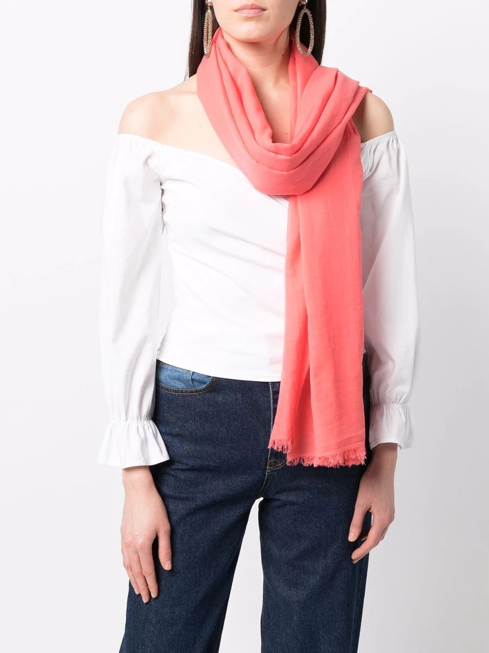 frayed cotton scarf - 2